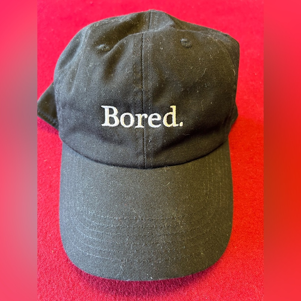 Black Cap with 'Bored.' Embroidery